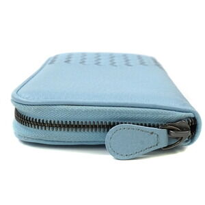 Bottega Veneta wallet intrecciato round blue stitching zipper